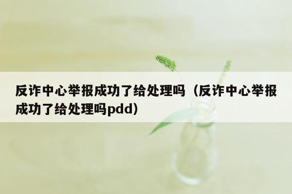 反诈中心举报成功了给处理吗（反诈中心举报成功了给处理吗pdd）