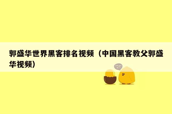 郭盛华世界黑客排名视频（中国黑客教父郭盛华视频）