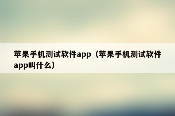 苹果手机测试软件app（苹果手机测试软件app叫什么）