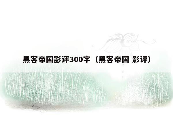 黑客帝国影评300字（黑客帝国 影评）