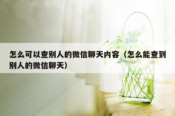 怎么可以查别人的微信聊天内容（怎么能查到别人的微信聊天）