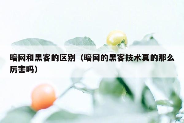 暗网和黑客的区别（暗网的黑客技术真的那么厉害吗）