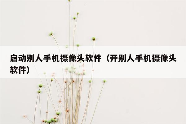 启动别人手机摄像头软件（开别人手机摄像头软件）