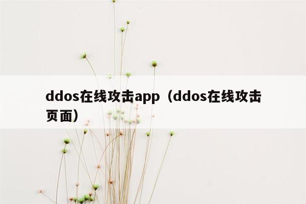 ddos在线攻击app（ddos在线攻击页面）