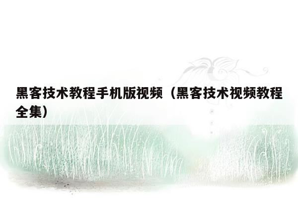 黑客技术教程手机版视频（黑客技术视频教程全集）