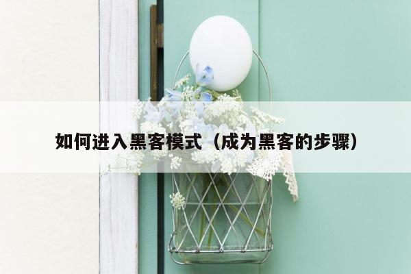 如何进入黑客模式（成为黑客的步骤）