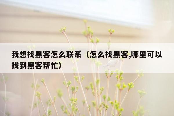 我想找黑客怎么联系（怎么找黑客,哪里可以找到黑客帮忙）