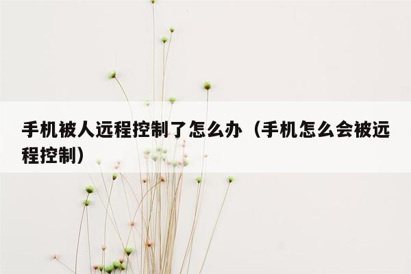 手机被人远程控制了怎么办（手机怎么会被远程控制）