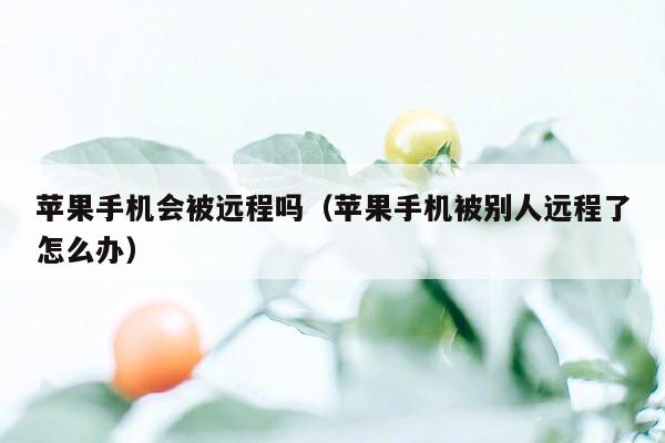 苹果手机会被远程吗（苹果手机被别人远程了怎么办）