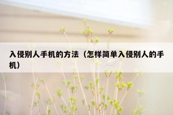 入侵别人手机的方法（怎样简单入侵别人的手机）