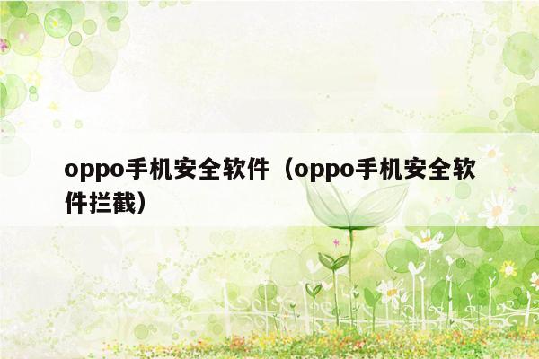 oppo手机安全软件（oppo手机安全软件拦截）