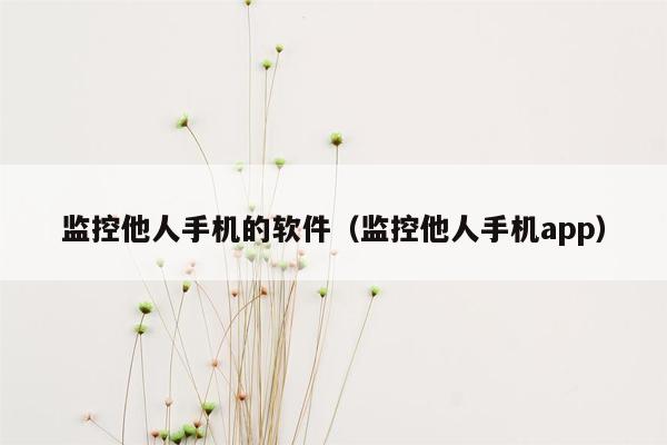 监控他人手机的软件（监控他人手机app）