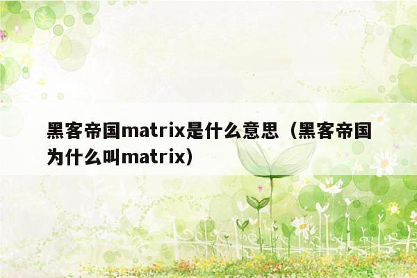 黑客帝国matrix是什么意思（黑客帝国为什么叫matrix）