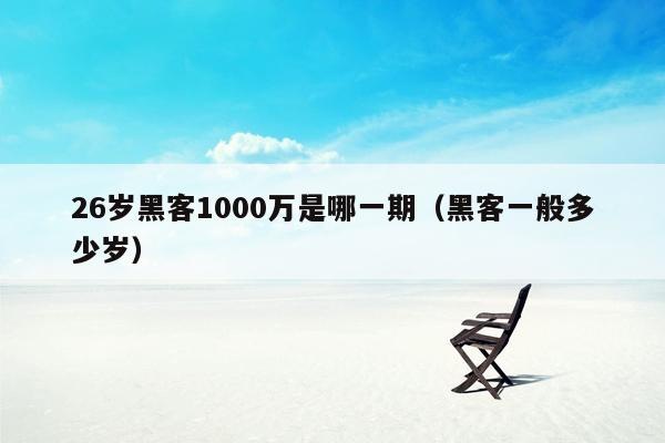 26岁黑客1000万是哪一期（黑客一般多少岁）