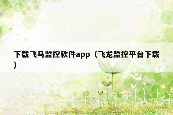 下载飞马监控软件app（飞龙监控平台下载）