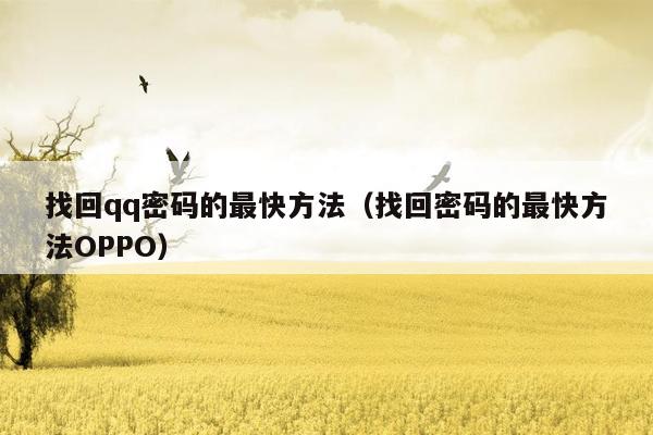 找回qq密码的最快方法（找回密码的最快方法OPPO）