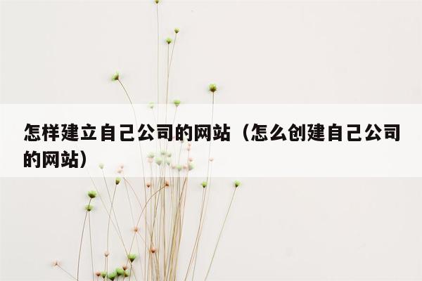 怎样建立自己公司的网站（怎么创建自己公司的网站）