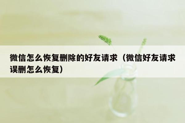 微信怎么恢复删除的好友请求（微信好友请求误删怎么恢复）