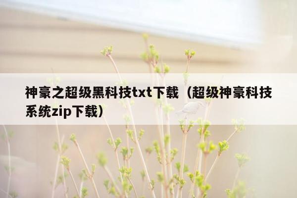 神豪之超级黑科技txt下载（超级神豪科技系统zip下载）