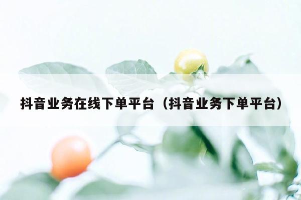 抖音业务在线下单平台（抖音业务下单平台）