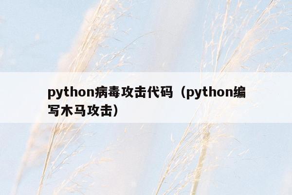 python病毒攻击代码（python编写木马攻击）