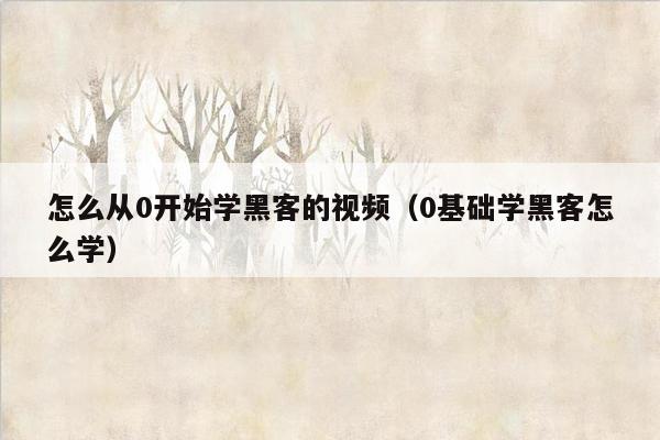 怎么从0开始学黑客的视频（0基础学黑客怎么学）