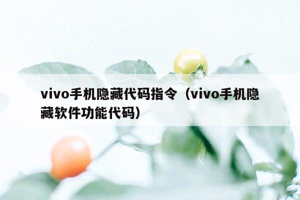 vivo手机隐藏代码指令（vivo手机隐藏软件功能代码）