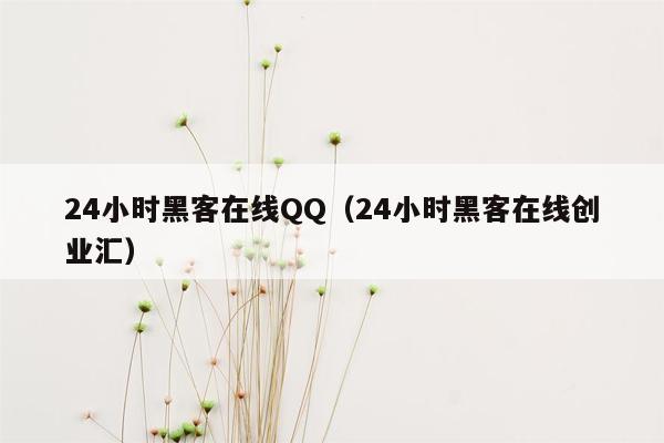 24小时黑客在线QQ（24小时黑客在线创业汇）