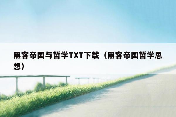 黑客帝国与哲学TXT下载（黑客帝国哲学思想）