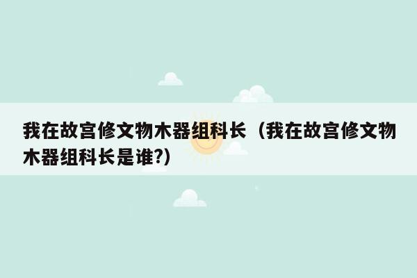 我在故宫修文物木器组科长（我在故宫修文物木器组科长是谁?）