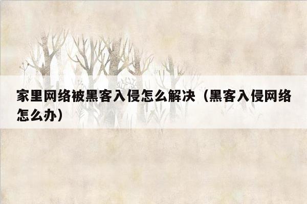 家里网络被黑客入侵怎么解决（黑客入侵网络怎么办）