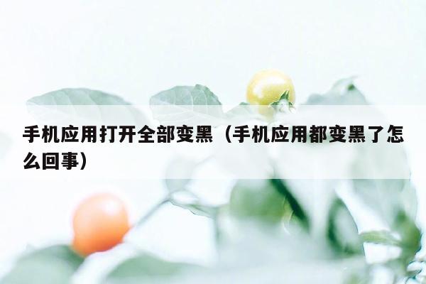 手机应用打开全部变黑（手机应用都变黑了怎么回事）