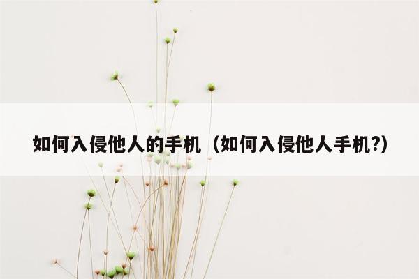 如何入侵他人的手机（如何入侵他人手机?）