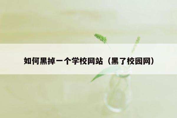 如何黑掉一个学校网站（黑了校园网）