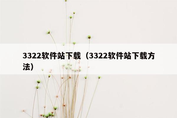 3322软件站下载（3322软件站下载方法）