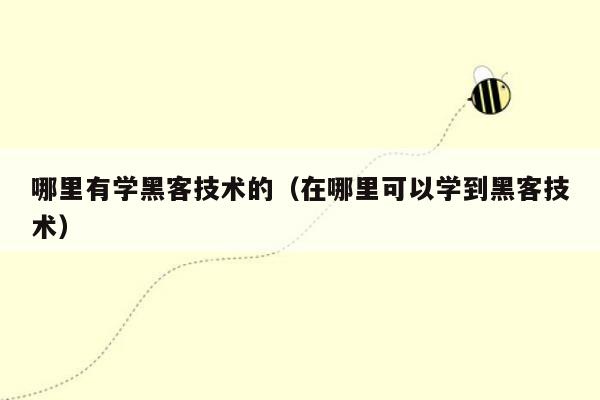 哪里有学黑客技术的（在哪里可以学到黑客技术）