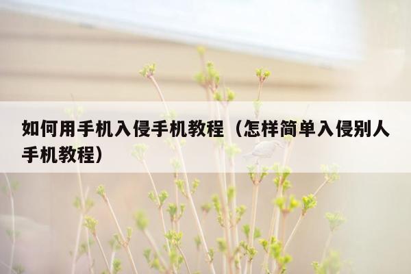 如何用手机入侵手机教程（怎样简单入侵别人手机教程）