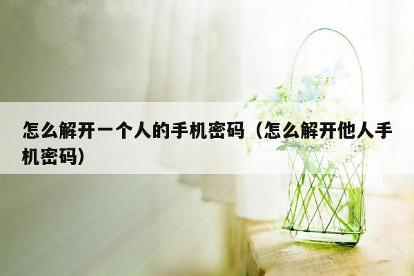 怎么解开一个人的手机密码（怎么解开他人手机密码）