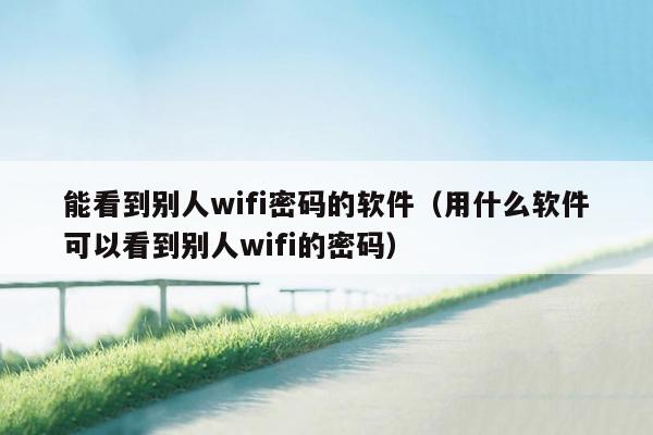 能看到别人wifi密码的软件（用什么软件可以看到别人wifi的密码）