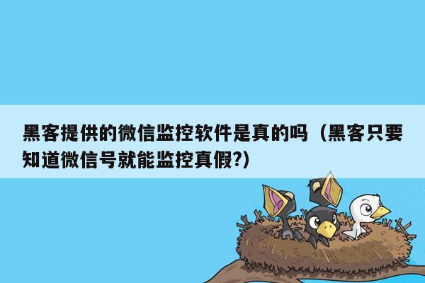 黑客提供的微信监控软件是真的吗（黑客只要知道微信号就能监控真假?）