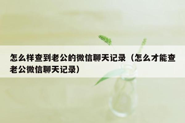 怎么样查到老公的微信聊天记录（怎么才能查老公微信聊天记录）