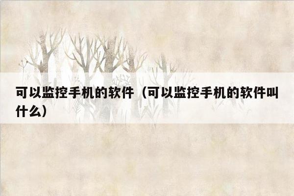 可以监控手机的软件（可以监控手机的软件叫什么）