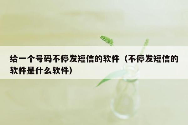 给一个号码不停发短信的软件（不停发短信的软件是什么软件）