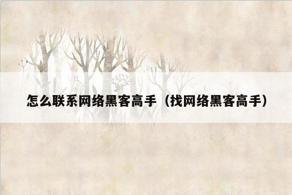 怎么联系网络黑客高手（找网络黑客高手）