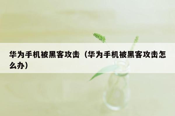 华为手机被黑客攻击（华为手机被黑客攻击怎么办）