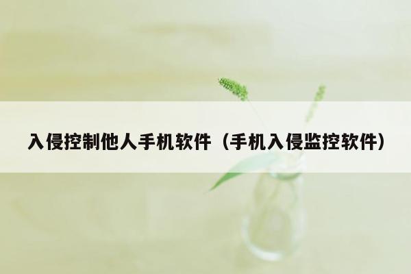 入侵控制他人手机软件（手机入侵监控软件）