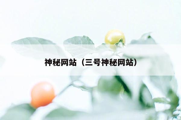 神秘网站（三号神秘网站）