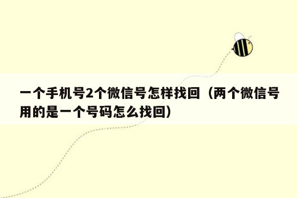 一个手机号2个微信号怎样找回（两个微信号用的是一个号码怎么找回）