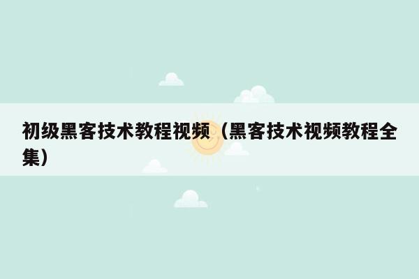 初级黑客技术教程视频（黑客技术视频教程全集）