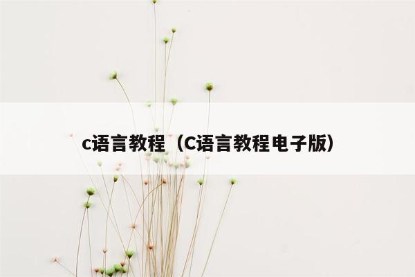 c语言教程（C语言教程电子版）